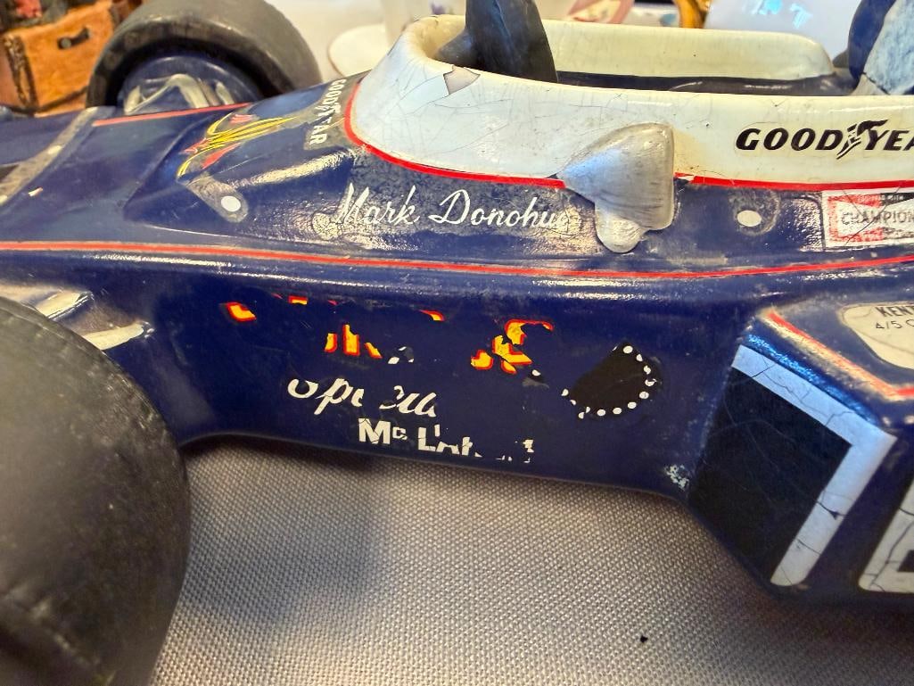 EZRA BROOKS HERITGE CHINA AND HOFFMAN DISTILLING MARK DONOHUE SUNOCO INDY / RACE CAR DECANTERS - 13