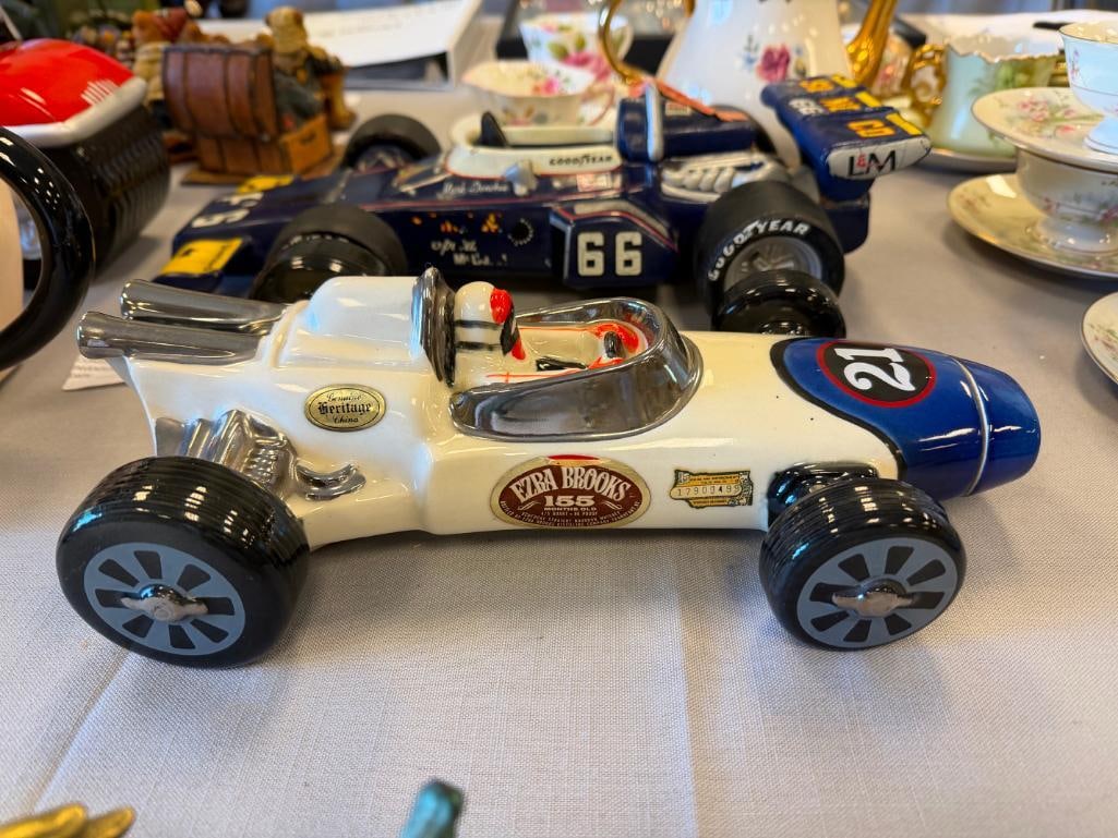 EZRA BROOKS HERITGE CHINA AND HOFFMAN DISTILLING MARK DONOHUE SUNOCO INDY / RACE CAR DECANTERS - 3