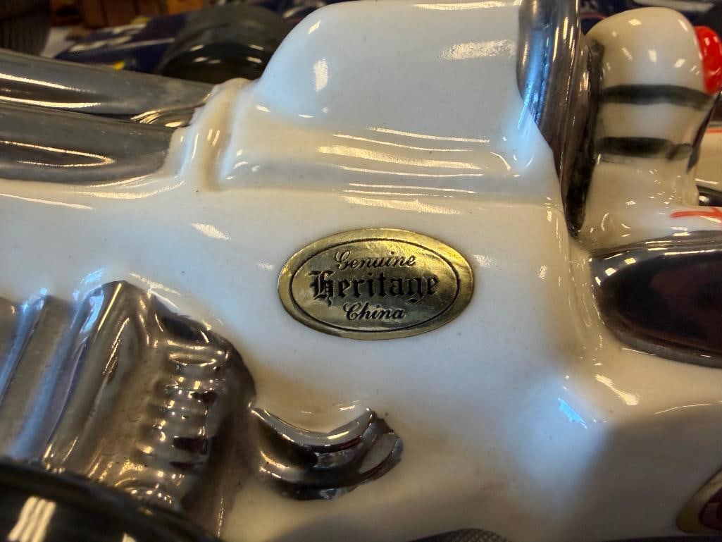 EZRA BROOKS HERITGE CHINA AND HOFFMAN DISTILLING MARK DONOHUE SUNOCO INDY / RACE CAR DECANTERS - 6