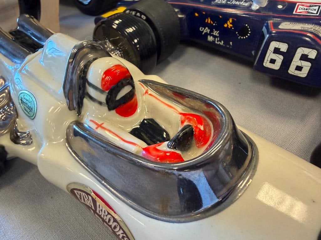 EZRA BROOKS HERITGE CHINA AND HOFFMAN DISTILLING MARK DONOHUE SUNOCO INDY / RACE CAR DECANTERS - 7