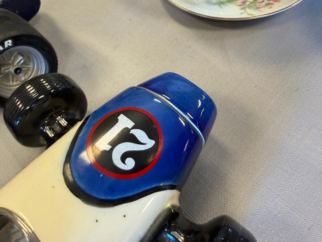 EZRA BROOKS HERITGE CHINA AND HOFFMAN DISTILLING MARK DONOHUE SUNOCO INDY / RACE CAR DECANTERS - 8