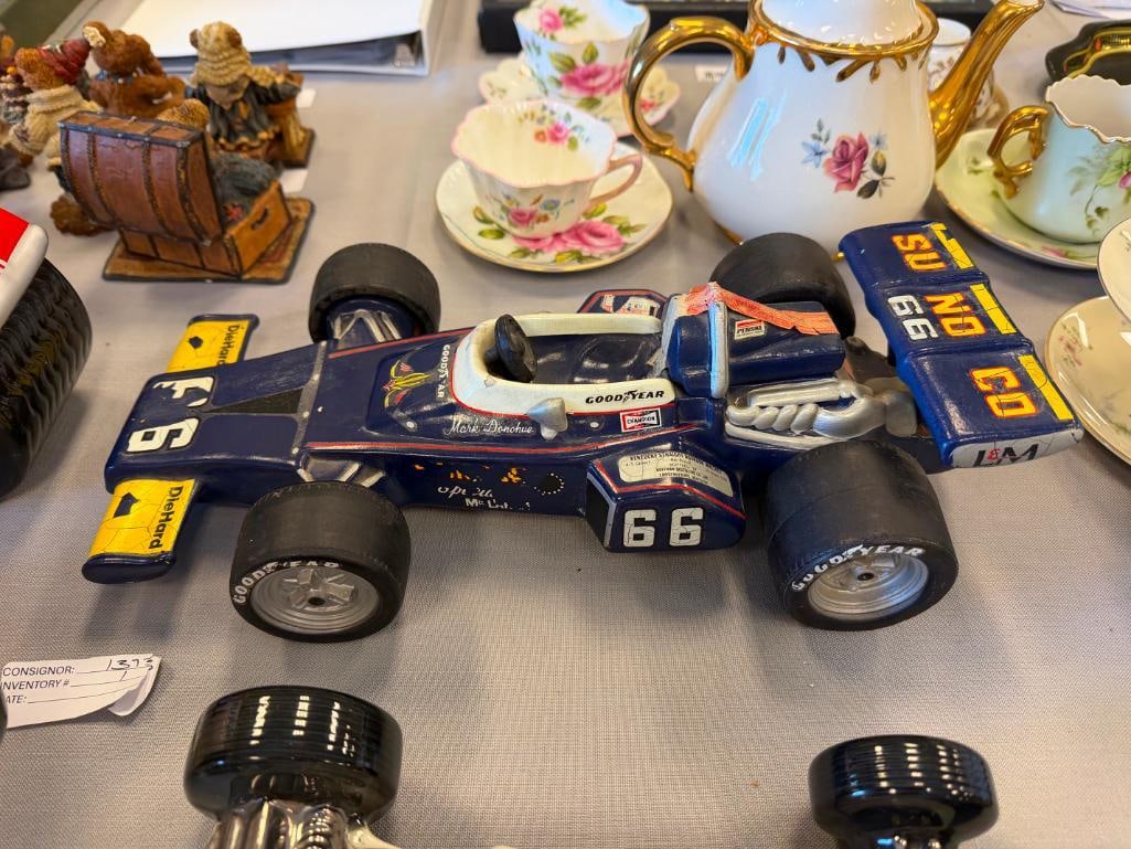 EZRA BROOKS HERITGE CHINA AND HOFFMAN DISTILLING MARK DONOHUE SUNOCO INDY / RACE CAR DECANTERS - 9