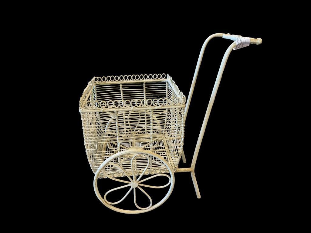 METAL WIRE CART YARD DECOR PLANTER HOLDER (1 of 7)