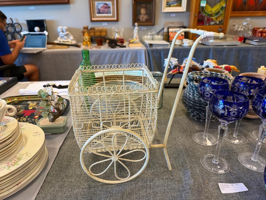 METAL WIRE CART YARD DECOR PLANTER HOLDER - 2