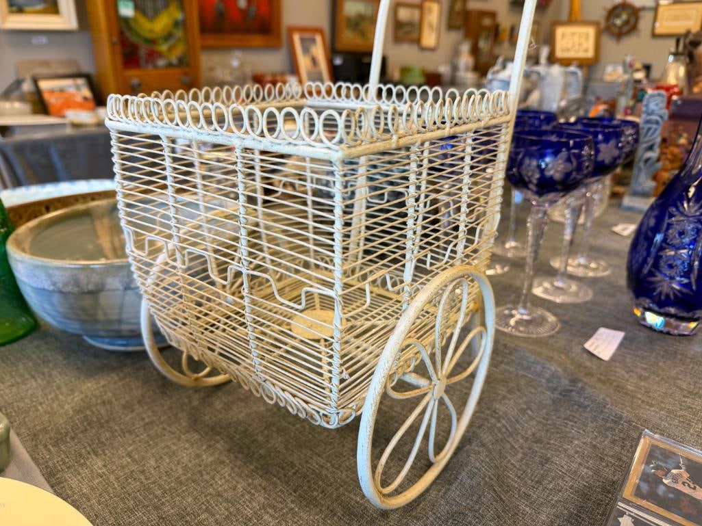 METAL WIRE CART YARD DECOR PLANTER HOLDER - 5
