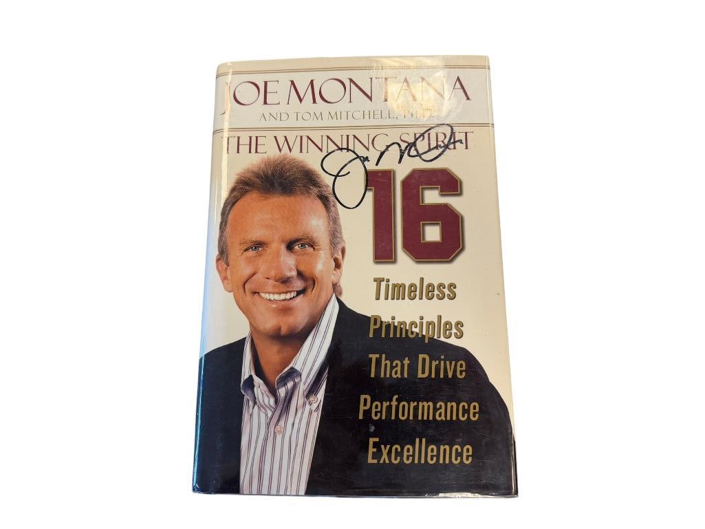 2005 JOE MONATANA THE WINNING SPIRIT AUTOGRAPHED / SIGNED BOOK: BY JOE MONTANA AND TOM MITCHELL, HARDCOVER WITH GILT LETTERING ON THE SPINE, SIGNED ON THE DUST JACKET, SIGNATURE DOES SHOW MINIMAL WEAR 6 1/2" X 9 1/2"