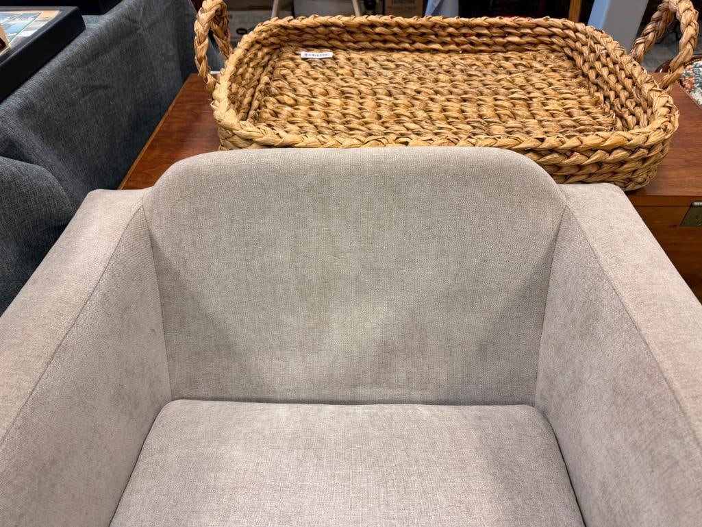 PAIR OF MODERN JASON FURNITURE UPHOLSTERED SWIVEL ARMCHAIRS - 14