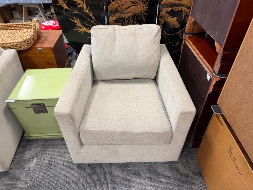 PAIR OF MODERN JASON FURNITURE UPHOLSTERED SWIVEL ARMCHAIRS - 2
