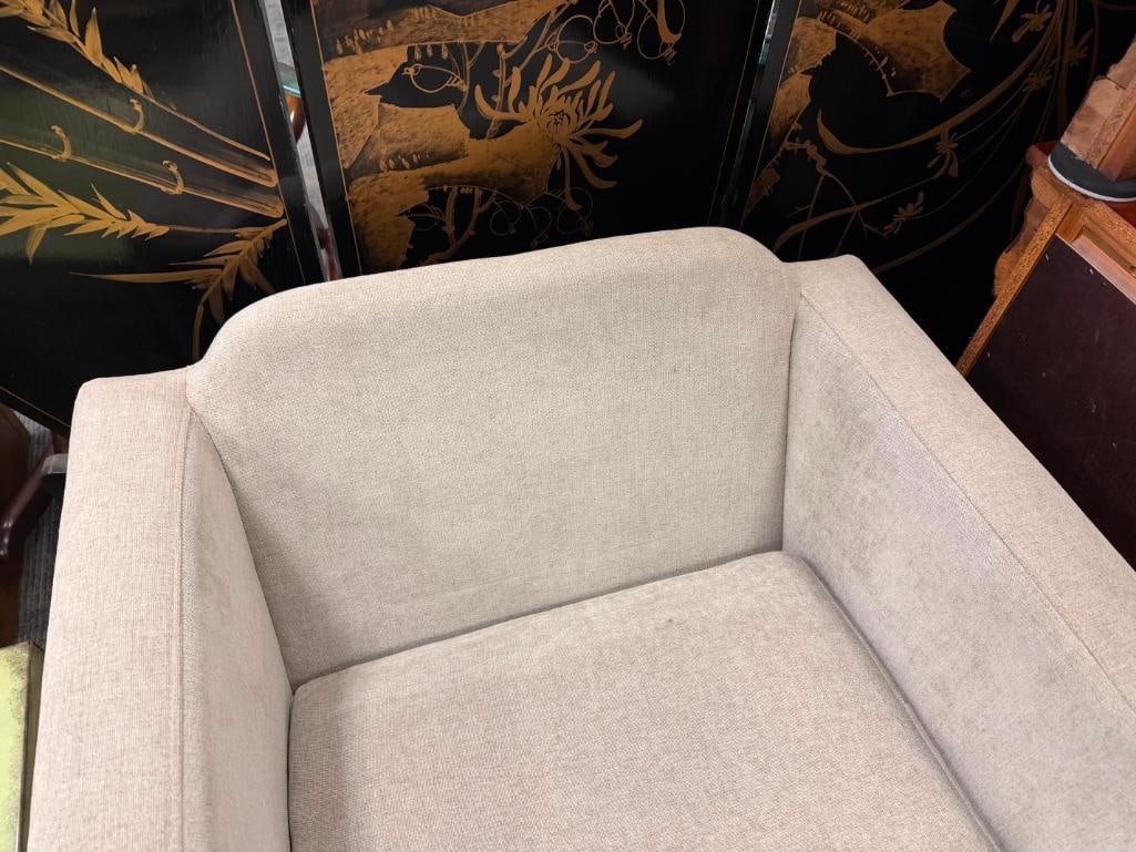PAIR OF MODERN JASON FURNITURE UPHOLSTERED SWIVEL ARMCHAIRS - 3