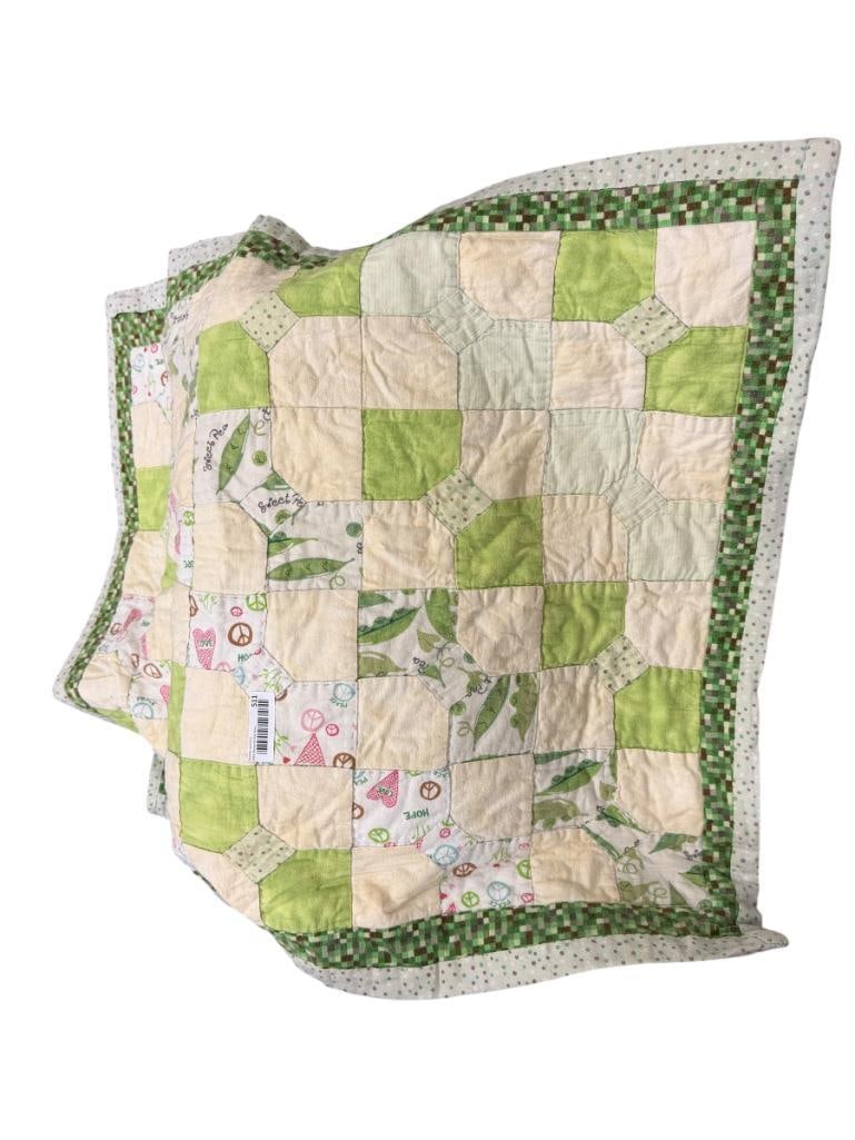 SMALL BABY QUILT FEATURING PEACE, LOVE, AND HOPE MOTIF - 8