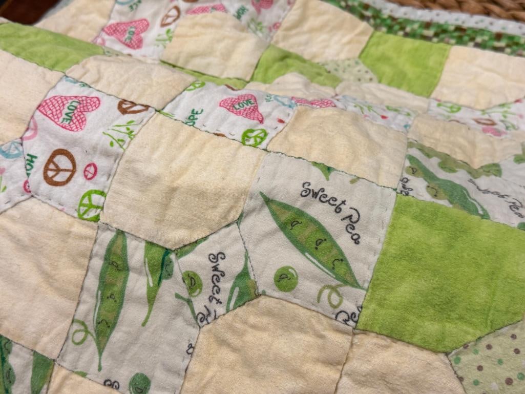 SMALL BABY QUILT FEATURING PEACE, LOVE, AND HOPE MOTIF - 9