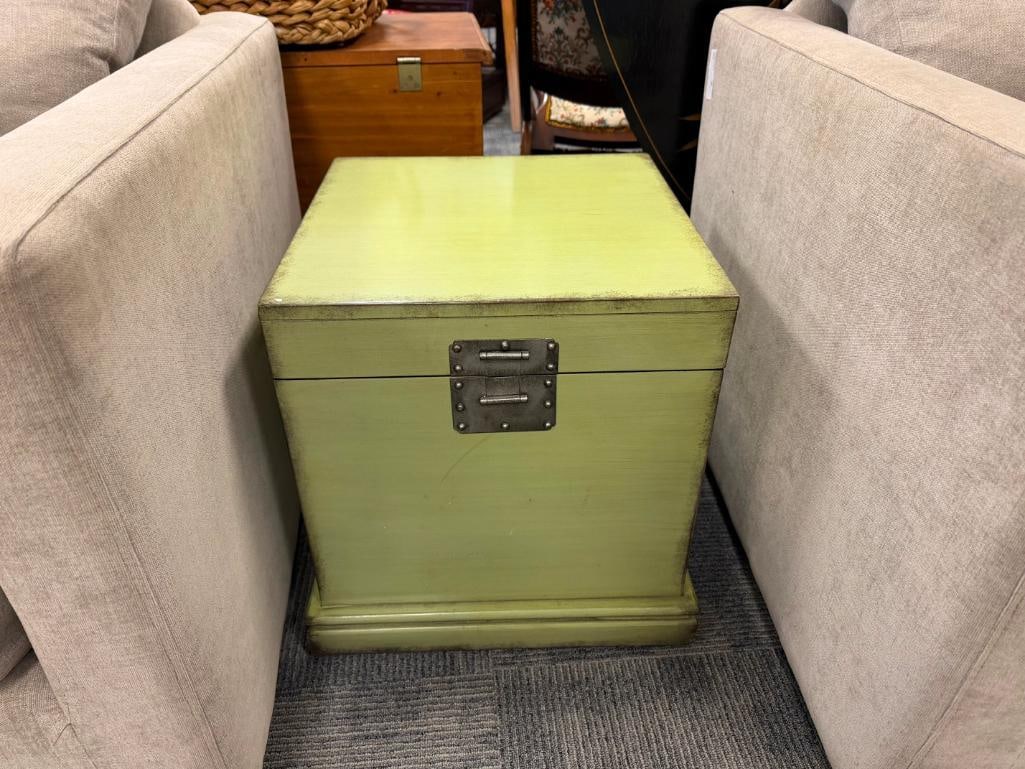 SQUARE SHAPED LIDDED STORAGE CHEST END TABLE - 2