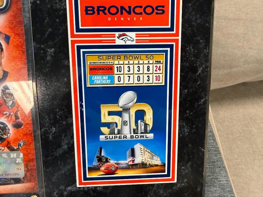 GOLDEN STATES WARRIOS NBA BASKETBALL CHAMPIONS PLAQUE AND TWO DENVER BRONCOS SUPER BOWL PLAQUES - 3