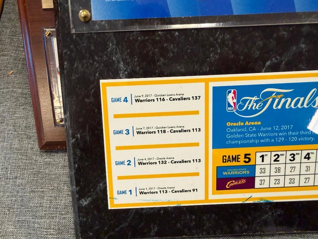 GOLDEN STATES WARRIOS NBA BASKETBALL CHAMPIONS PLAQUE AND TWO DENVER BRONCOS SUPER BOWL PLAQUES - 7