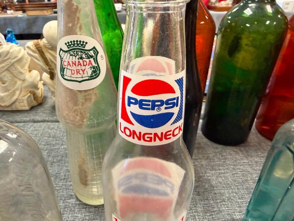 13 COLLECTIBLE VINTAGE AND ANTIQUE GLASS BOTTLES INCLUDING HALL'S BALSAM, PINKHAM'S MEDICINE, ETC. - 11