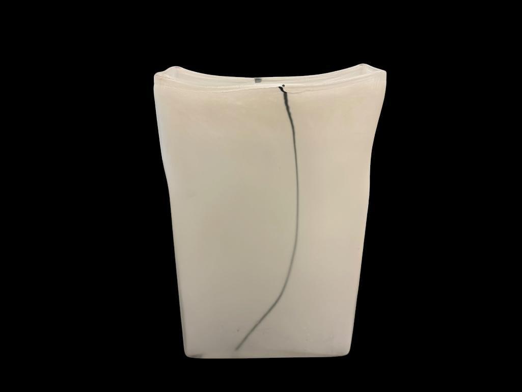 FROSTED GLASS RECTANGULAR VASE: NO CHIPS OR CRACKS 10" X 4" X 15"