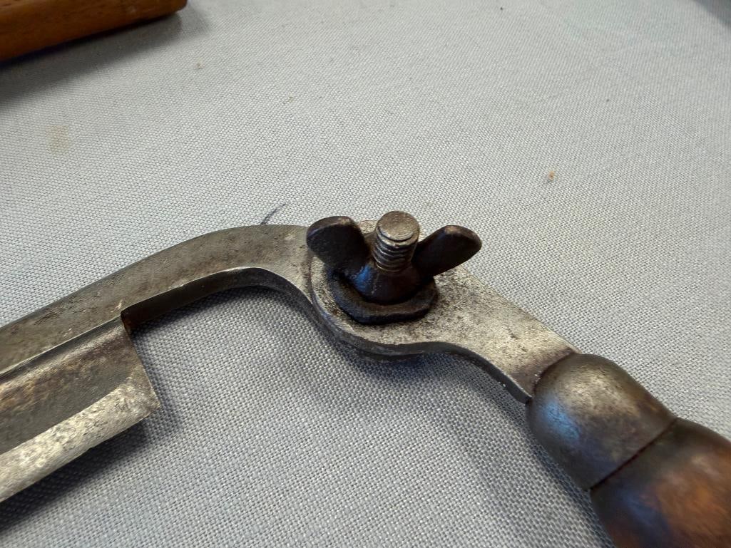 ASSORTED ANTIQUE TO VINTAGE HAND FORGED WOOD WORKING TOOLS FEATURING HEAVY STEEL HEADS - 12