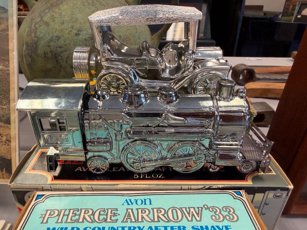 FIVE VINTAGE AVON FIGURAL CAR AND TRAIN AFTERSHAVE DECANTERS - 5