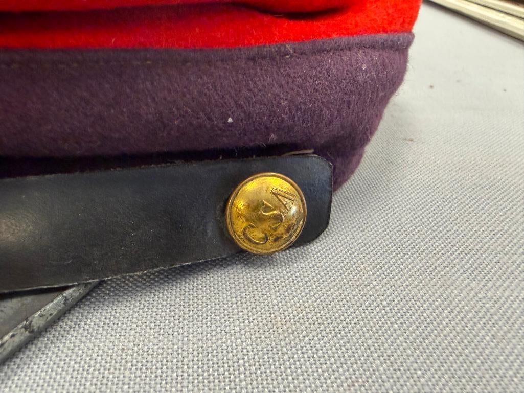 REPLICA C.S.A. CONFEDERATE STATES ARMY ARTILLERY RED FORAGE CAP - 4