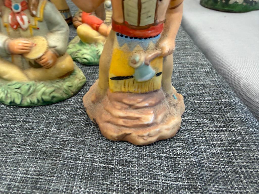 ASSORTED NATIVE AMERICAN CLOTH DOLLS AND 10 CERAMIC NATIVE AMERICAN WOMAN THEMED BELLS - 6
