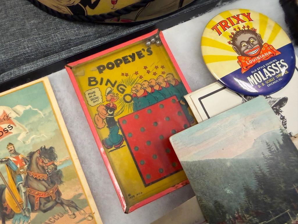 COLLECTIBLES INCLUDING DUTCH MASTERS CIGAR BOX, EPHEMERA, TRIXY MOLSSES PIN, AND MORE - 6