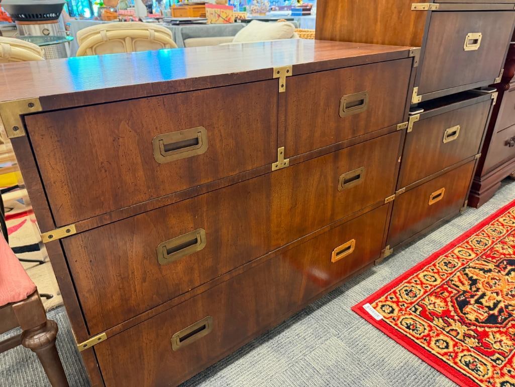 HENREDON FURNITURE VINTAGE CAMPAIGN STYLE CHEST OF DRAWERS DRESSER - 6
