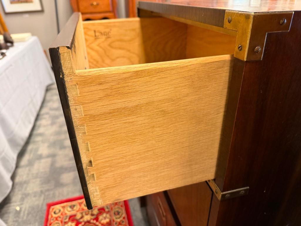 PAIR OF LANE FURNITURE VINTAGE CAMPAIGN STYLE CHEST NIGHTSTANDS / END TABLES - 11