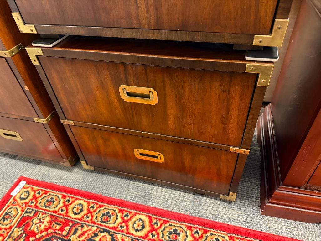 PAIR OF LANE FURNITURE VINTAGE CAMPAIGN STYLE CHEST NIGHTSTANDS / END TABLES - 13