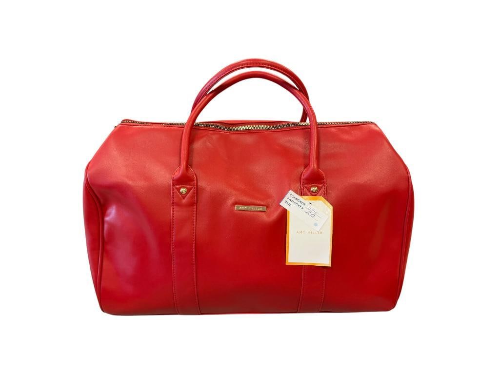 AMY MILLER LARGE RED HYBRID DUFFLE BAG NEW WITH TAGS: INCLUDES SHOULDER STRAP 18" X 7" X 12"