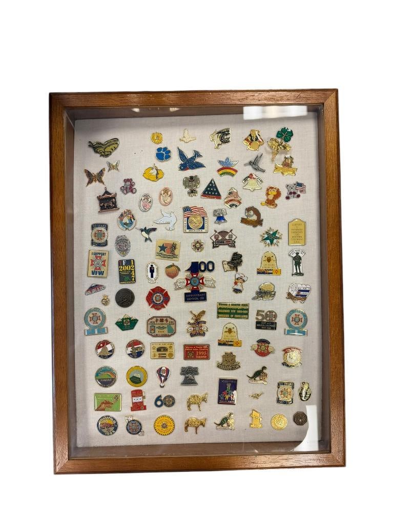 COLLECTION OF OVER 80 PLUS PINS VA MEDICAL CENTER, VOLUNTEER, MILITARY, INDY 500, ETC. (1 of 9)
