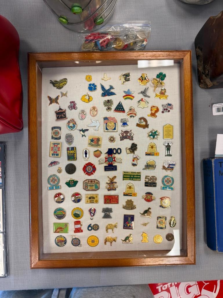 COLLECTION OF OVER 80 PLUS PINS VA MEDICAL CENTER, VOLUNTEER, MILITARY, INDY 500, ETC. - 2