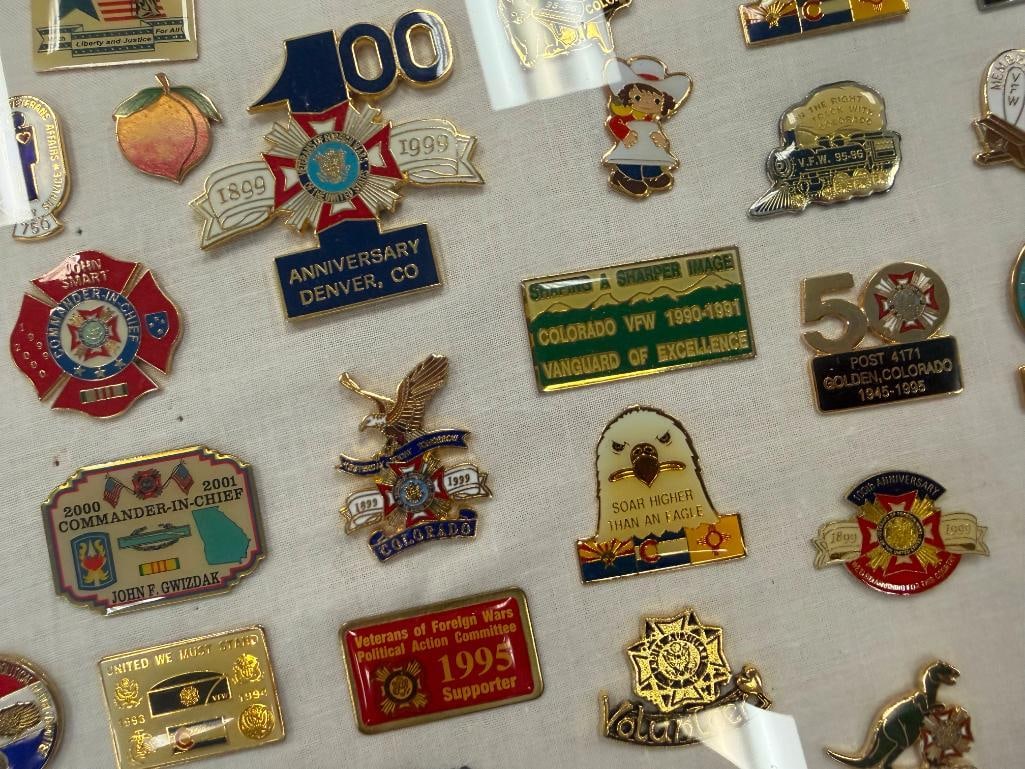 COLLECTION OF OVER 80 PLUS PINS VA MEDICAL CENTER, VOLUNTEER, MILITARY, INDY 500, ETC. - 7