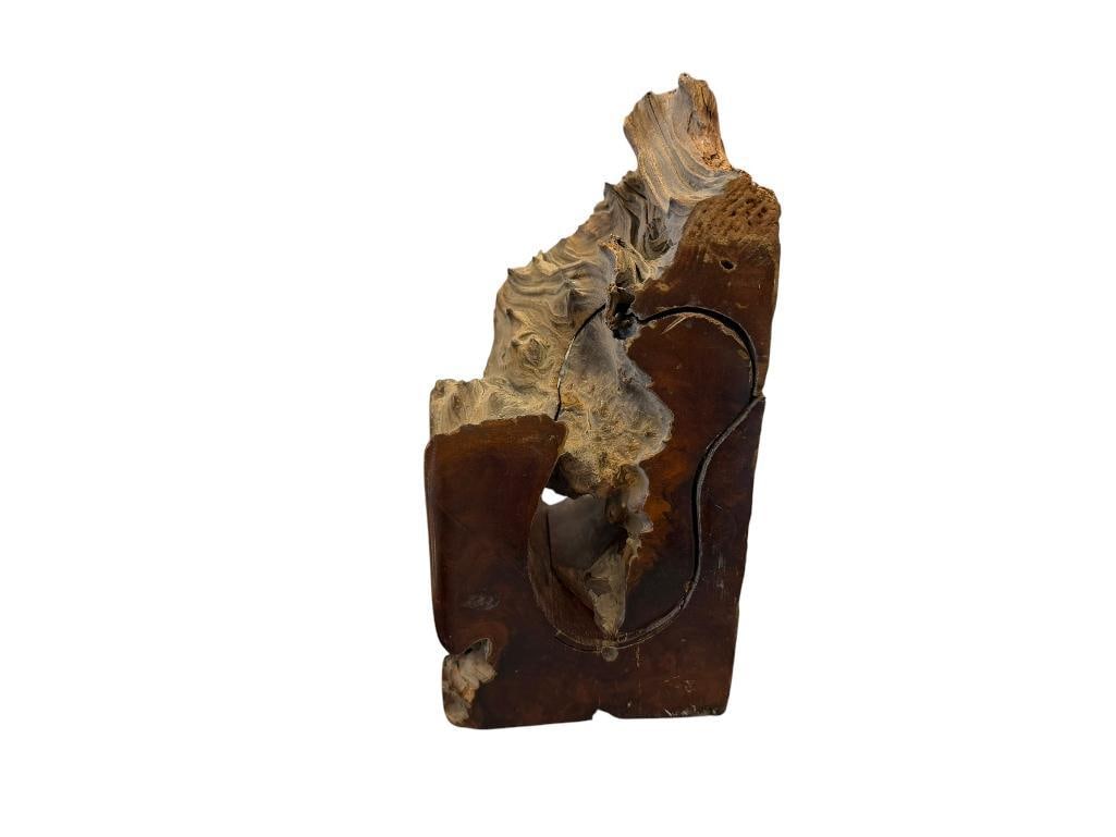 VINTAGE RED WOOD ARTISAN CRAFT PIECE LIVE EDGE UNFINISHED: APPEARS TO HAVE BEEN IN THE PROCESS OF MAKING INTO A STORAGE BOX 5 1/2" X 4 1/2" X 12"