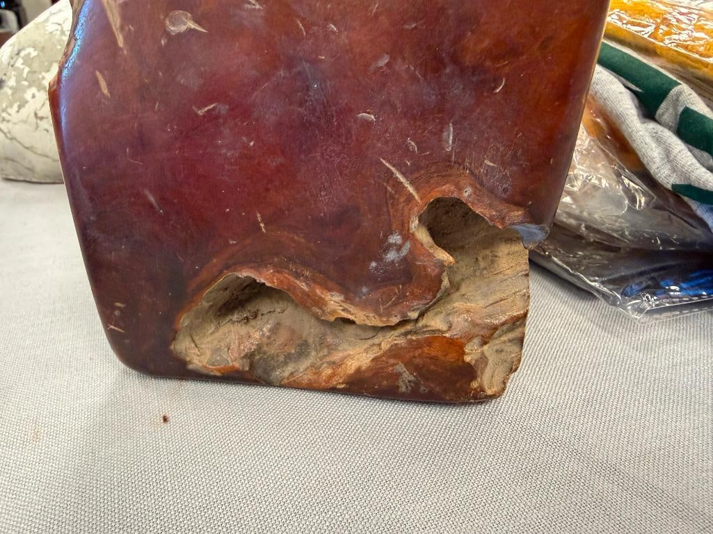 VINTAGE RED WOOD ARTISAN CRAFT PIECE LIVE EDGE UNFINISHED - 6