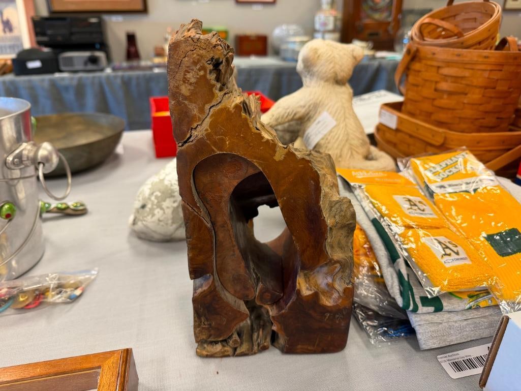 VINTAGE RED WOOD ARTISAN CRAFT PIECE LIVE EDGE UNFINISHED - 7