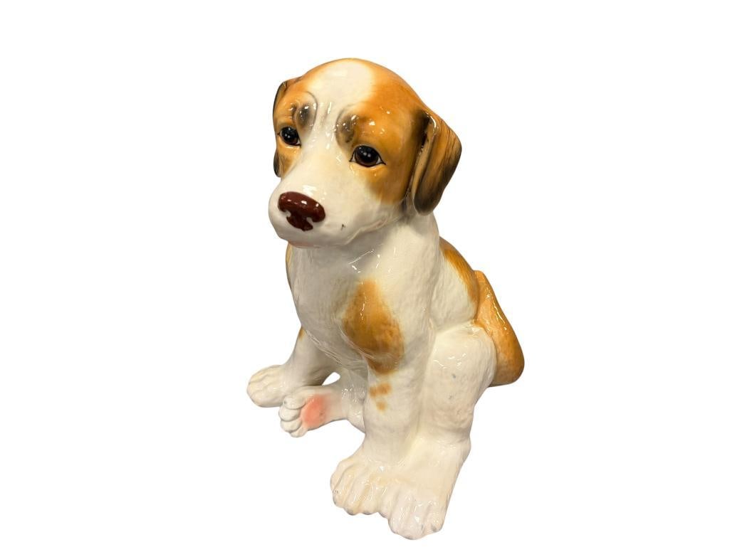 LARGE LIFE-SIZE CERAMIC ST. BERNARD SEATED PUPPY (1 of 9)