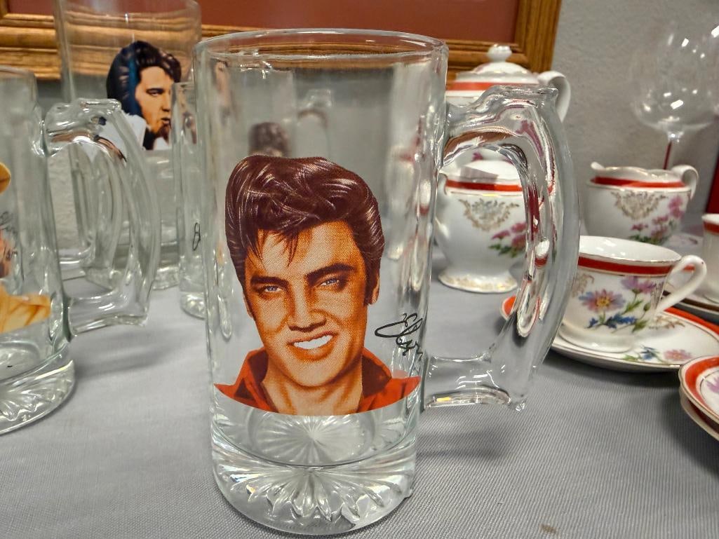 ELVIS PRESLEY KING OF ROCK 'N ROLL PORTRAIT TRANSFER DECORATED GLASS MUGS - 5