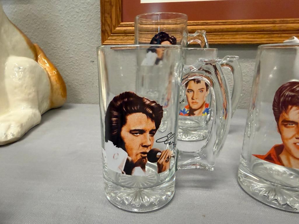 ELVIS PRESLEY KING OF ROCK 'N ROLL PORTRAIT TRANSFER DECORATED GLASS MUGS - 7