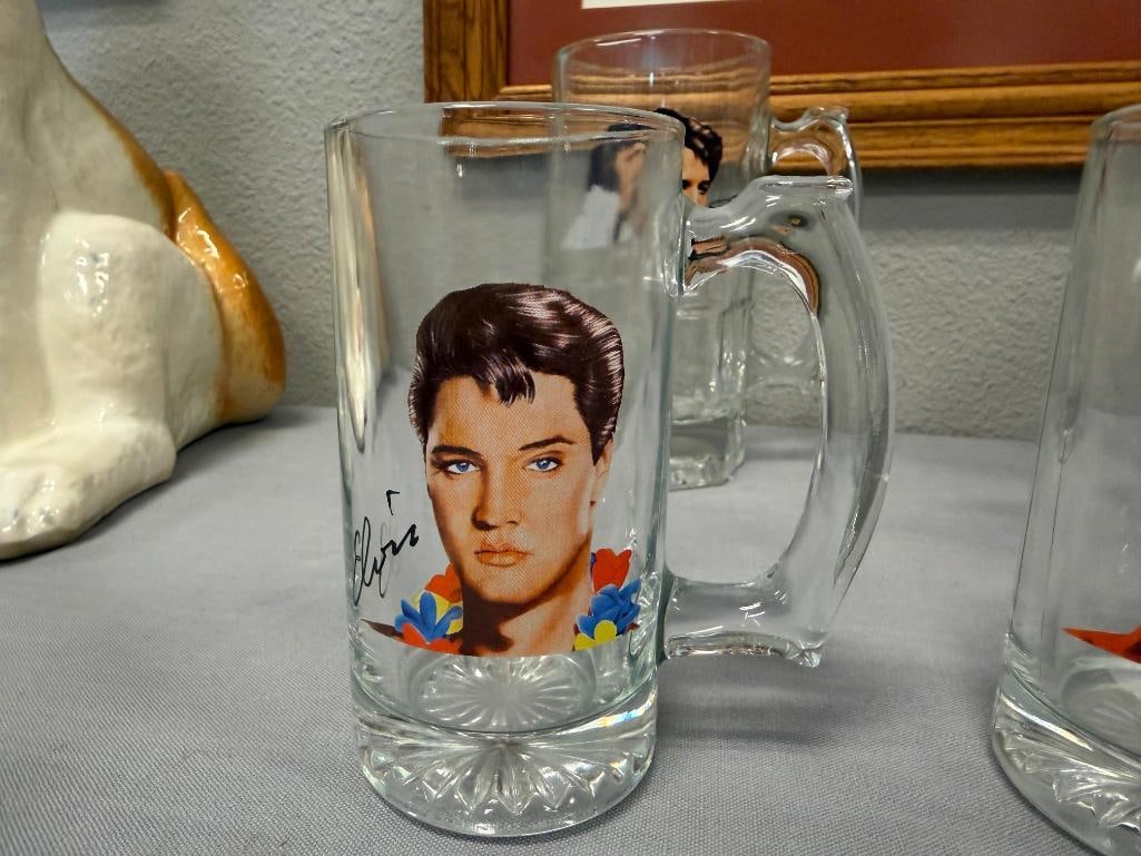 ELVIS PRESLEY KING OF ROCK 'N ROLL PORTRAIT TRANSFER DECORATED GLASS MUGS - 8
