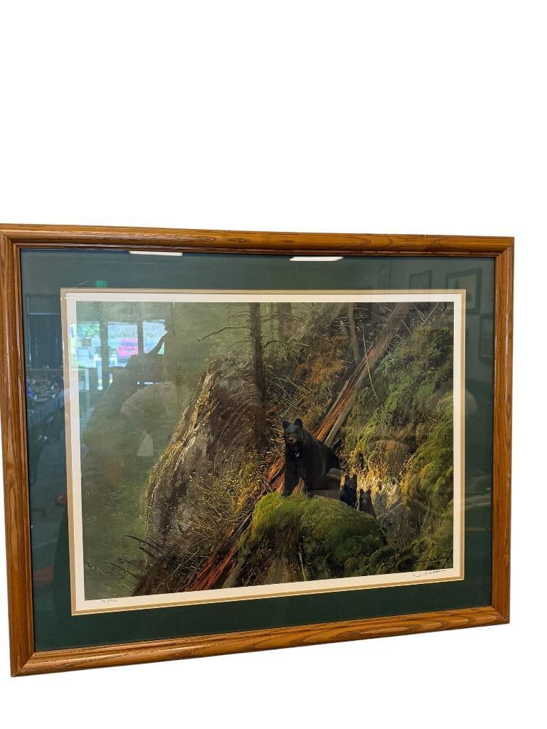 MICHEAL COLEMAN WILDLIFE ARTIST LIMITED EDITION PRINT BLACK BEARS, TOWER CREEK (1 of 10)