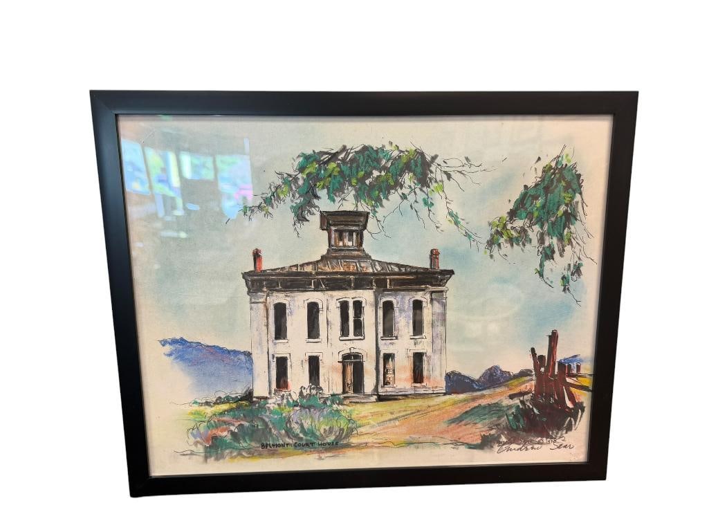 ANDREW SAAR NEVADA ARTIST SIGNED PRINT OF HISTORIC BELMONT COURT HOUSE (1 of 9)