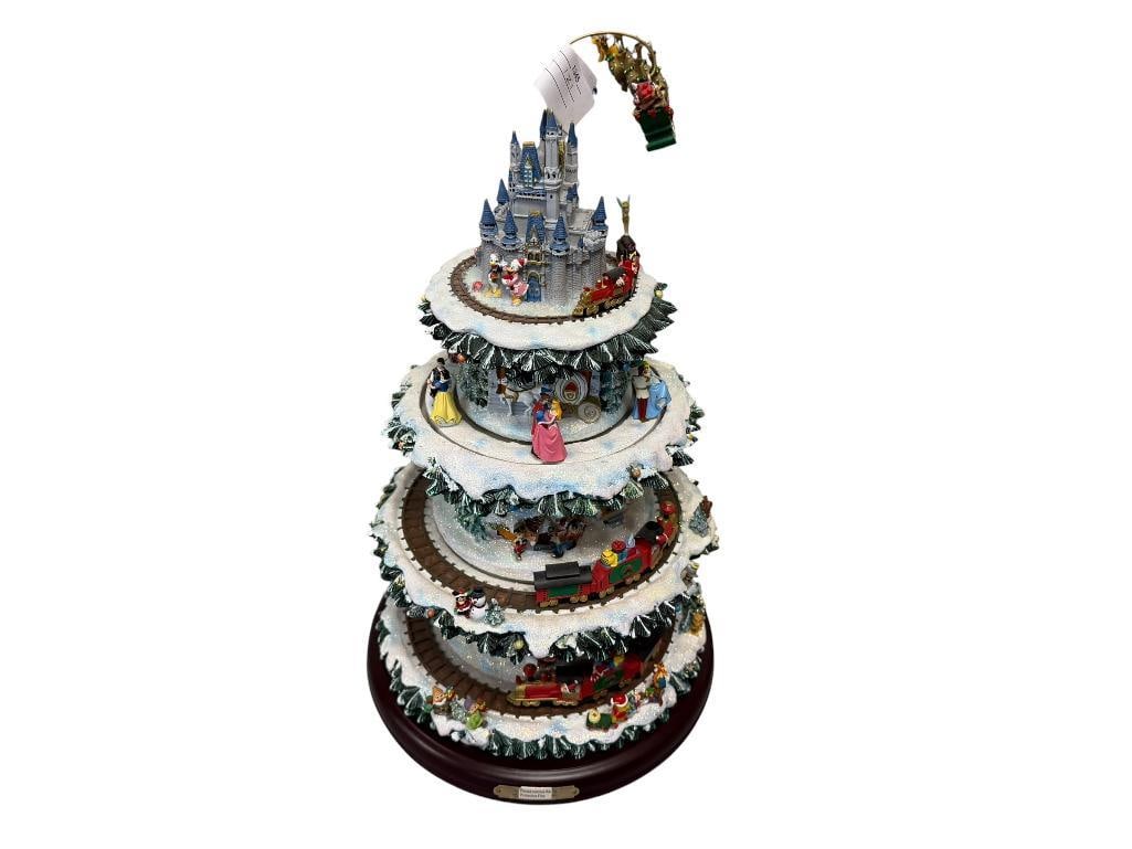 THE WONDERFUL WORLD OF CHRISTMAS TREE BY HAWTHORNE VILLAGE: FOUR TIER CHRISTMAS TREE WITH ANIMATED TRAINS, AND DANCING PRINCESS AND PRINCE OF DISNEY, NO POWER ADAPTER 16" H