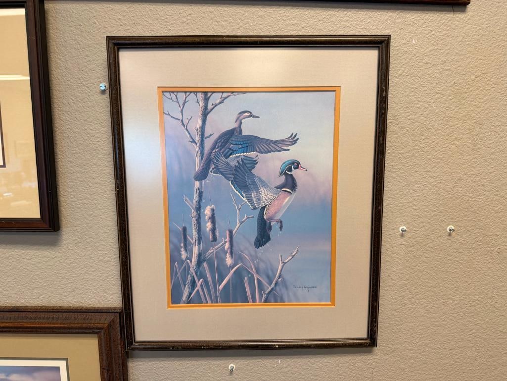 RONALD LOUQUE WILDLIFE ARTIST WOOD DUCKS MALE AND FEMALE PRINT - 2