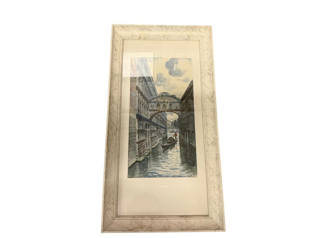 ALBERTO ROSSI ITALIAN ARTIST PRINTS OF BRIDGE OF SIGHS AND BELL TOWER WITH GODOLIER - 2