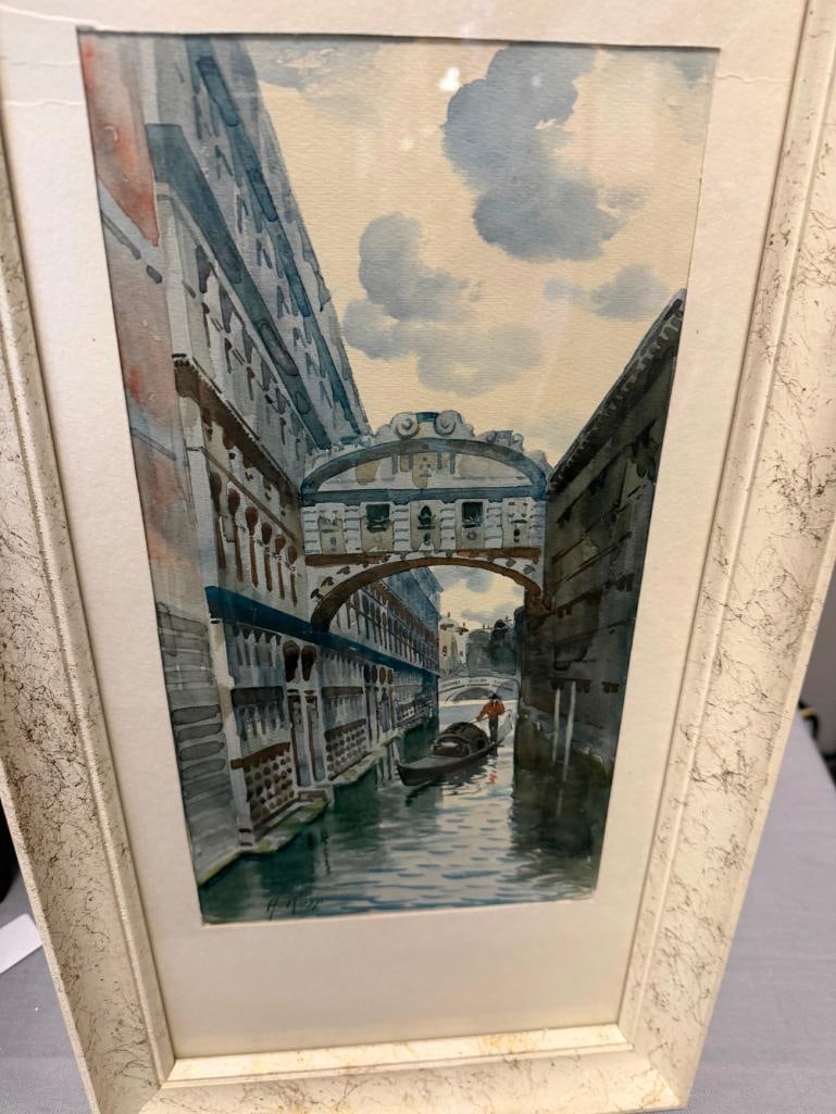 ALBERTO ROSSI ITALIAN ARTIST PRINTS OF BRIDGE OF SIGHS AND BELL TOWER WITH GODOLIER - 6