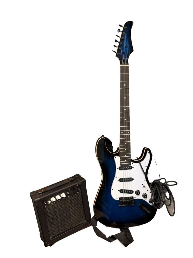 SIX-STRING ELECTRIC BEGINNERS GUITAR WITH 10 WATT GUITAR AMPLIFIER MODEL GA10: TESTED + 