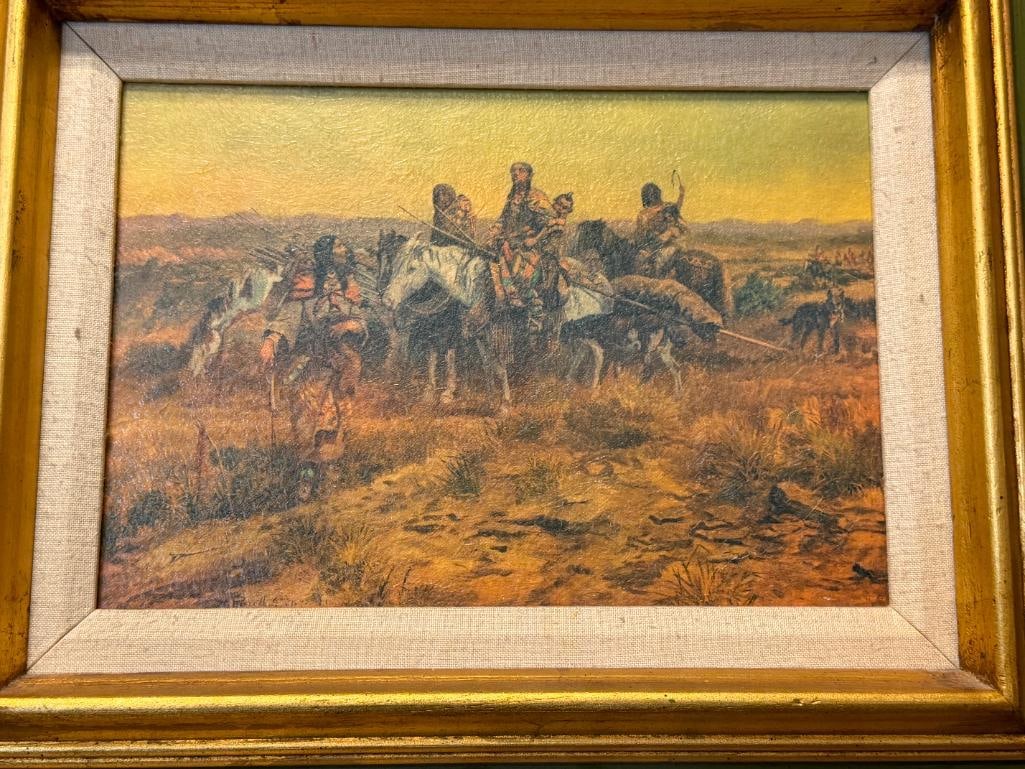 CHARLES M. RUSSELL RENOWNED WESTERN ARTIST PRINT ON CANVAS INDIAN WOMEN MOVING - 2