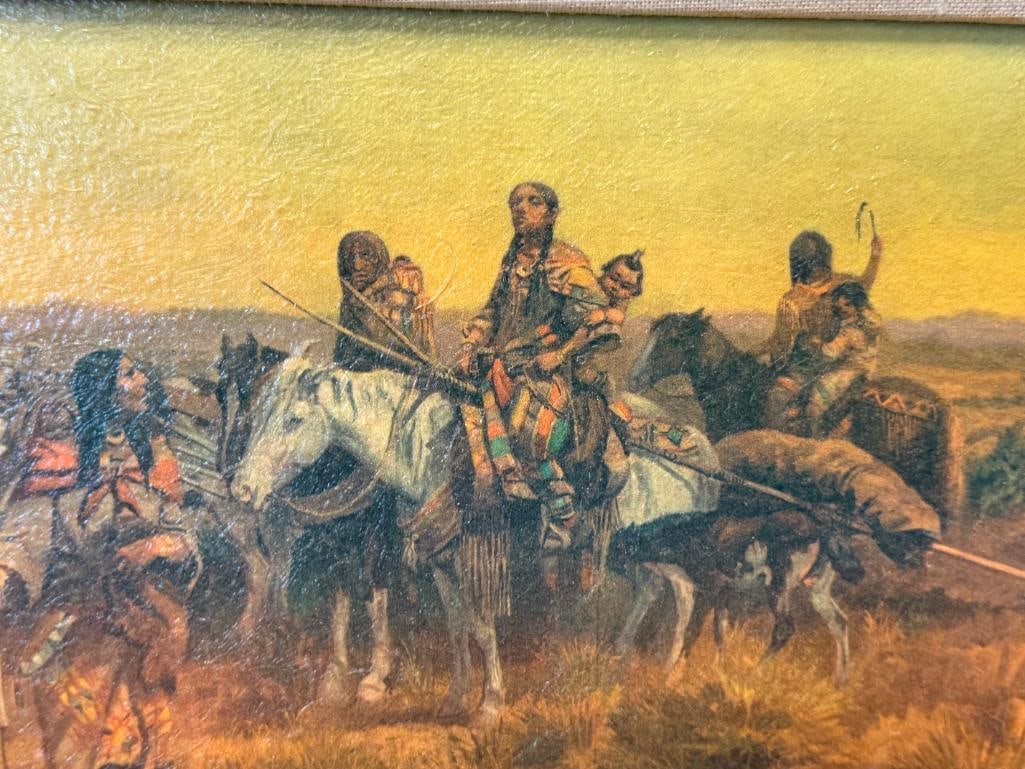 CHARLES M. RUSSELL RENOWNED WESTERN ARTIST PRINT ON CANVAS INDIAN WOMEN MOVING - 3