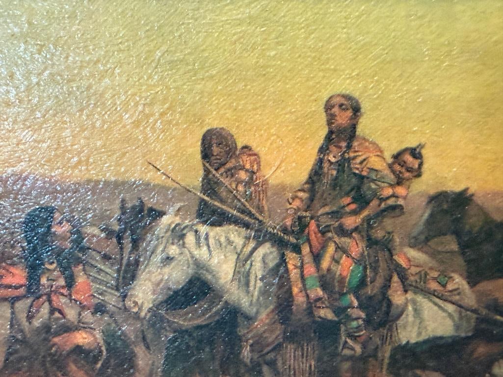 CHARLES M. RUSSELL RENOWNED WESTERN ARTIST PRINT ON CANVAS INDIAN WOMEN MOVING - 4