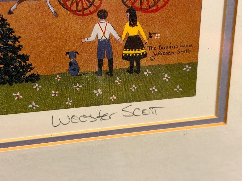 WOOSTER SCOTT AMERICAN FOLK ART ARTIST LIMITED EDITION PRINT TITLED THE DOMINO GAME - 6